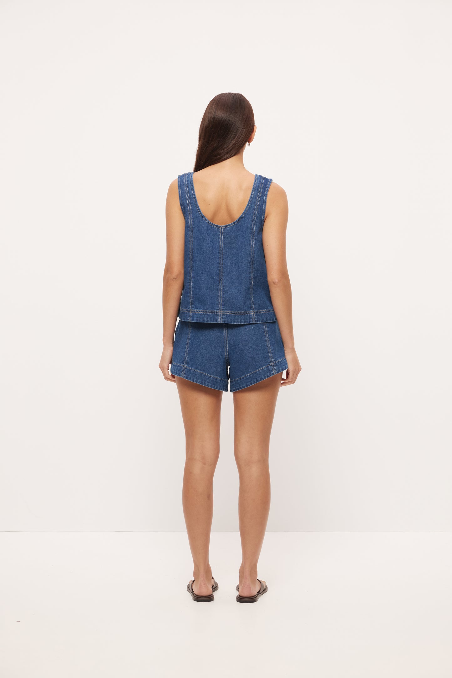 Pre Order NOVEMBER - Hallie Denim Top - Mid Blue