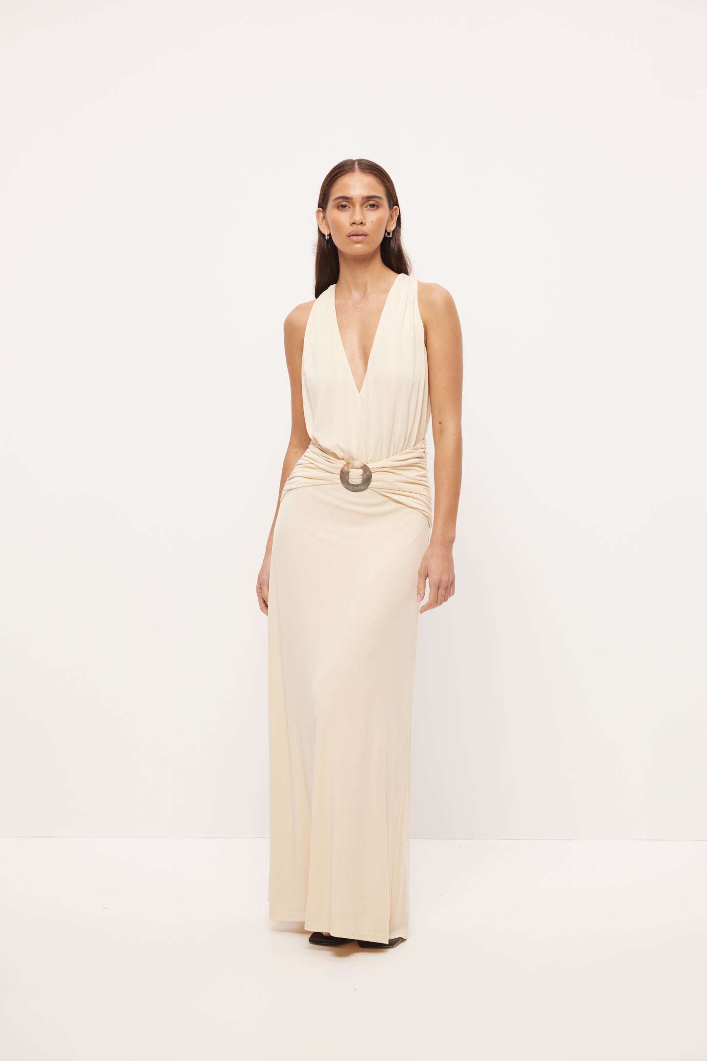 Pre Order NOVEMBER - Lucia Plunge Maxi Dress - Cream