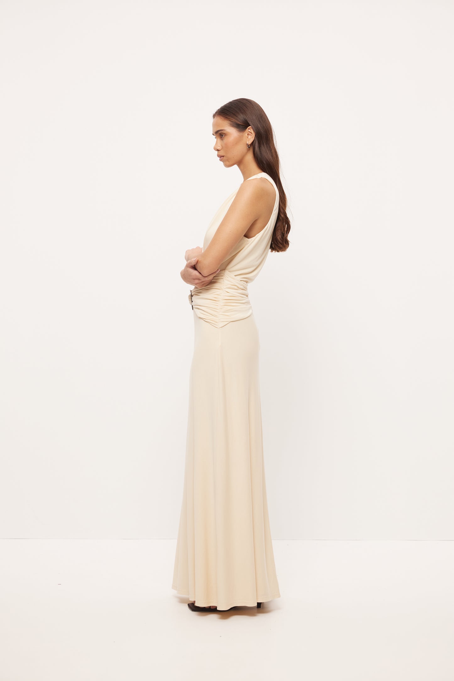 Pre Order NOVEMBER - Lucia Plunge Maxi Dress - Cream