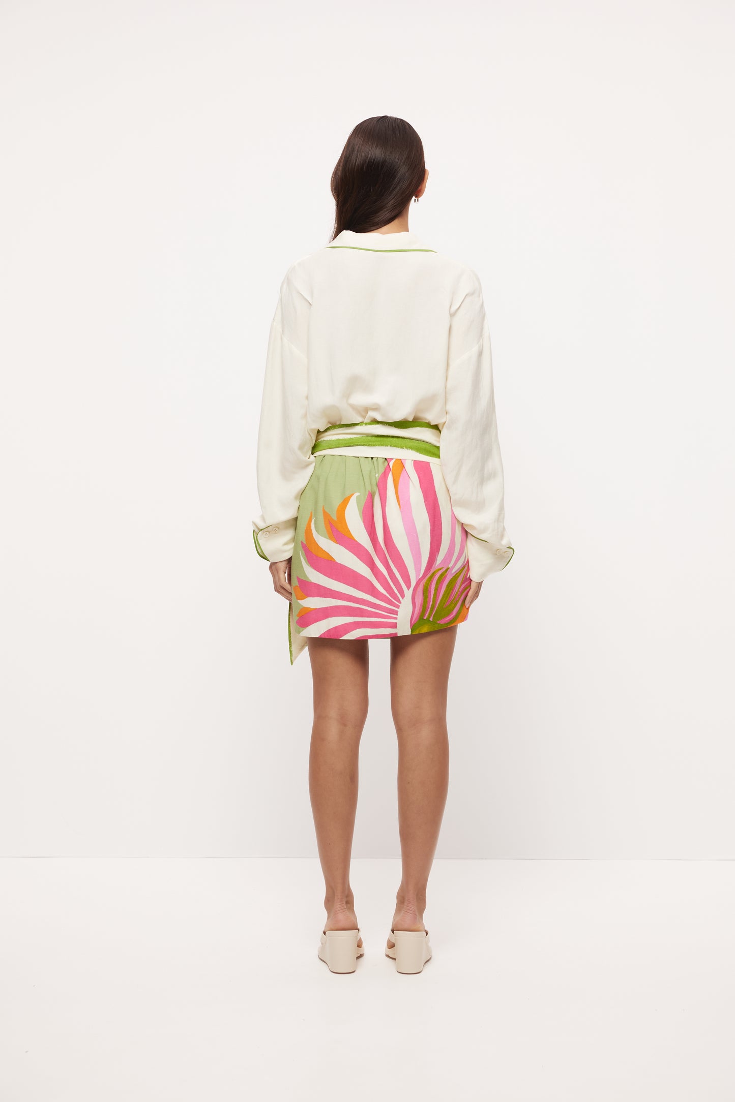 Pre Order NOVEMBER - Elias Shirt Dress - Firefly Green/Cream