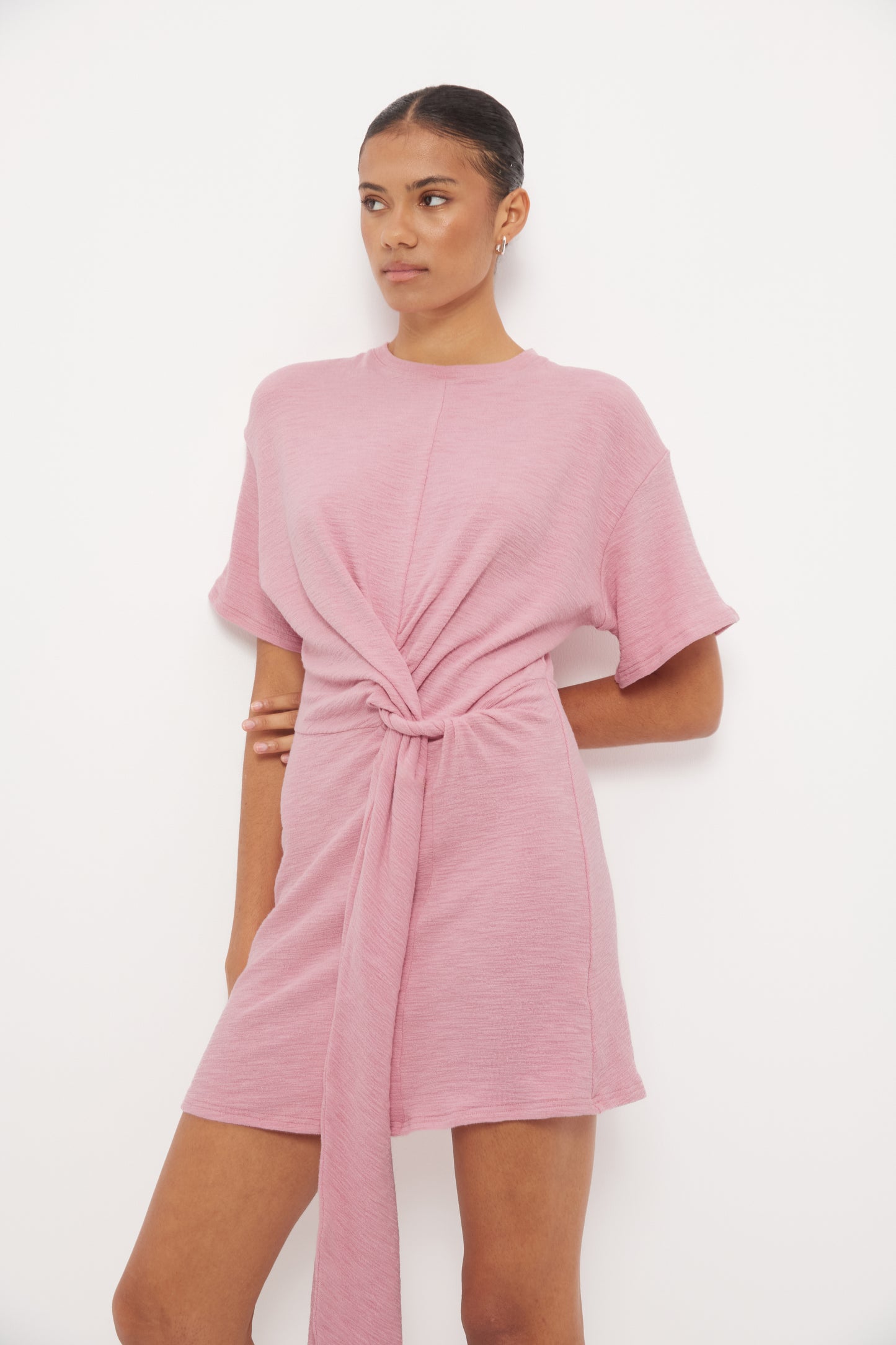Pre Order DECEMBER - Ida Twist Tee Dress - Peony Pink