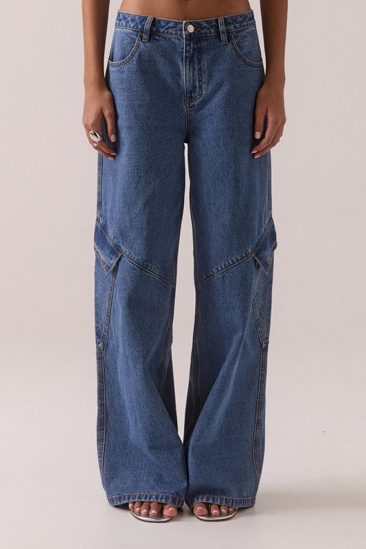 Pre Order MARCH - Everett Cargo Jean - Worn Blue