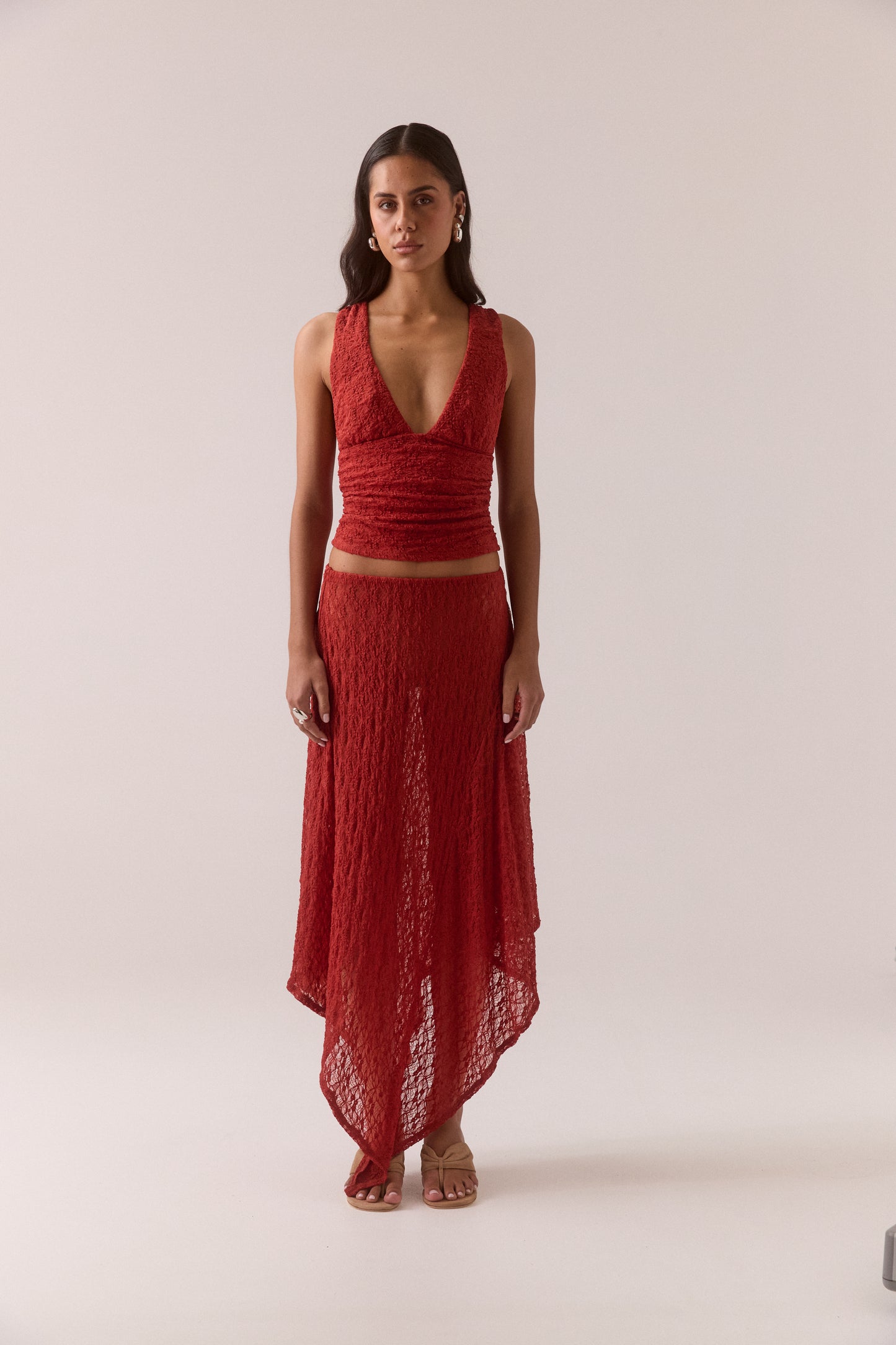 Pre Order FEB - Aaila Lace Skirt - Blood Orange