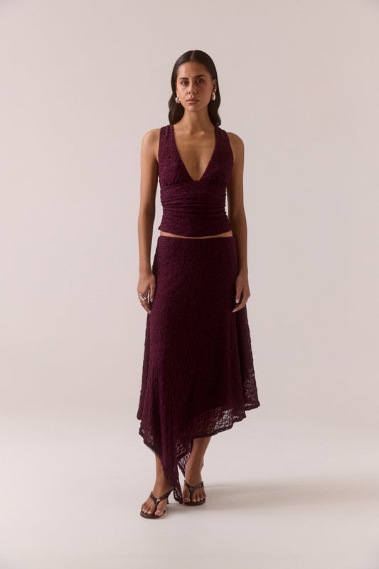 Pre Order FEB - Aalia Lace Skirt - Plum
