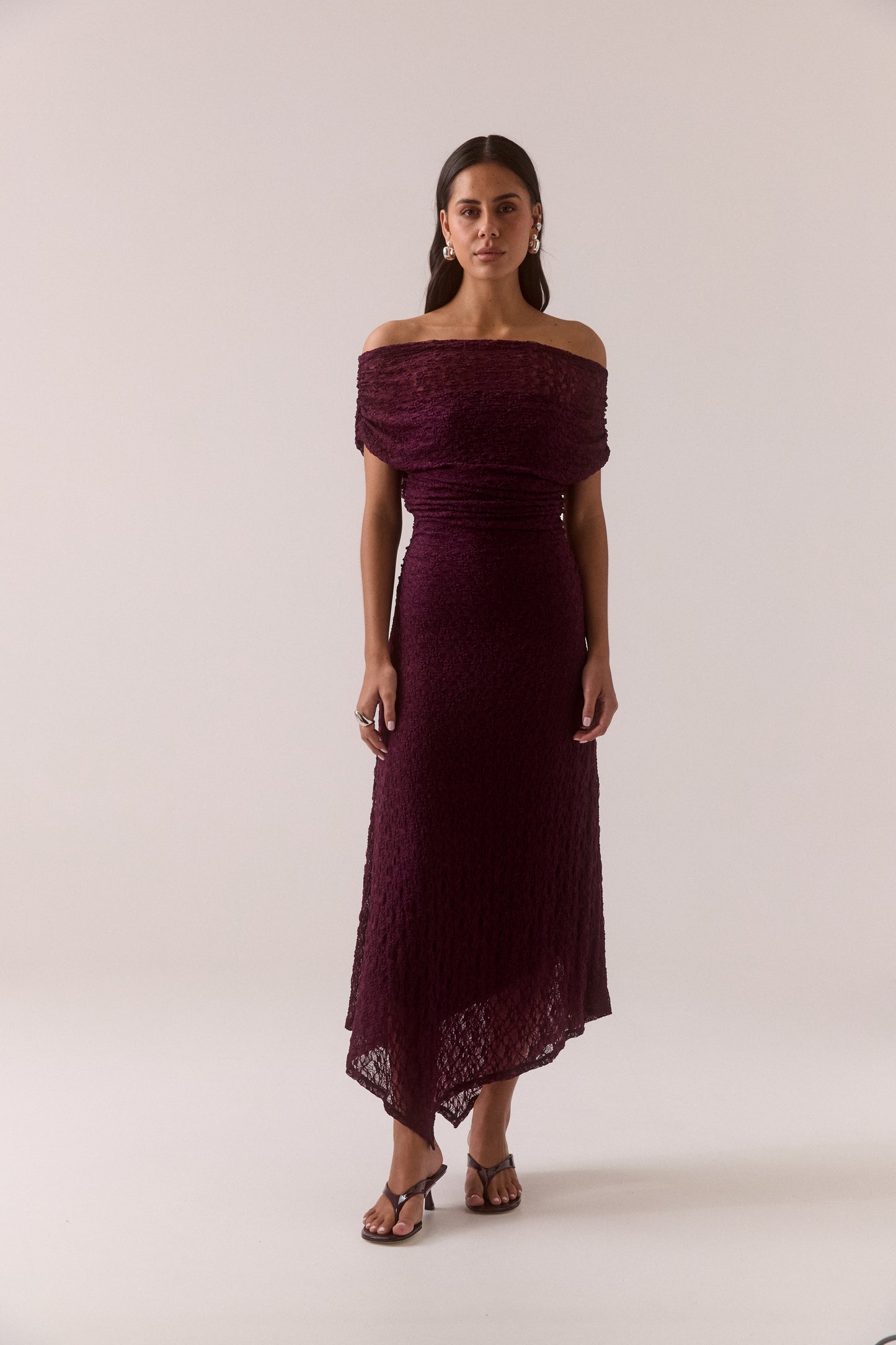 Pre Order FEB - Aalia Lace Dress - Plum