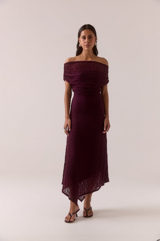 Pre Order FEB - Aalia Lace Dress - Plum