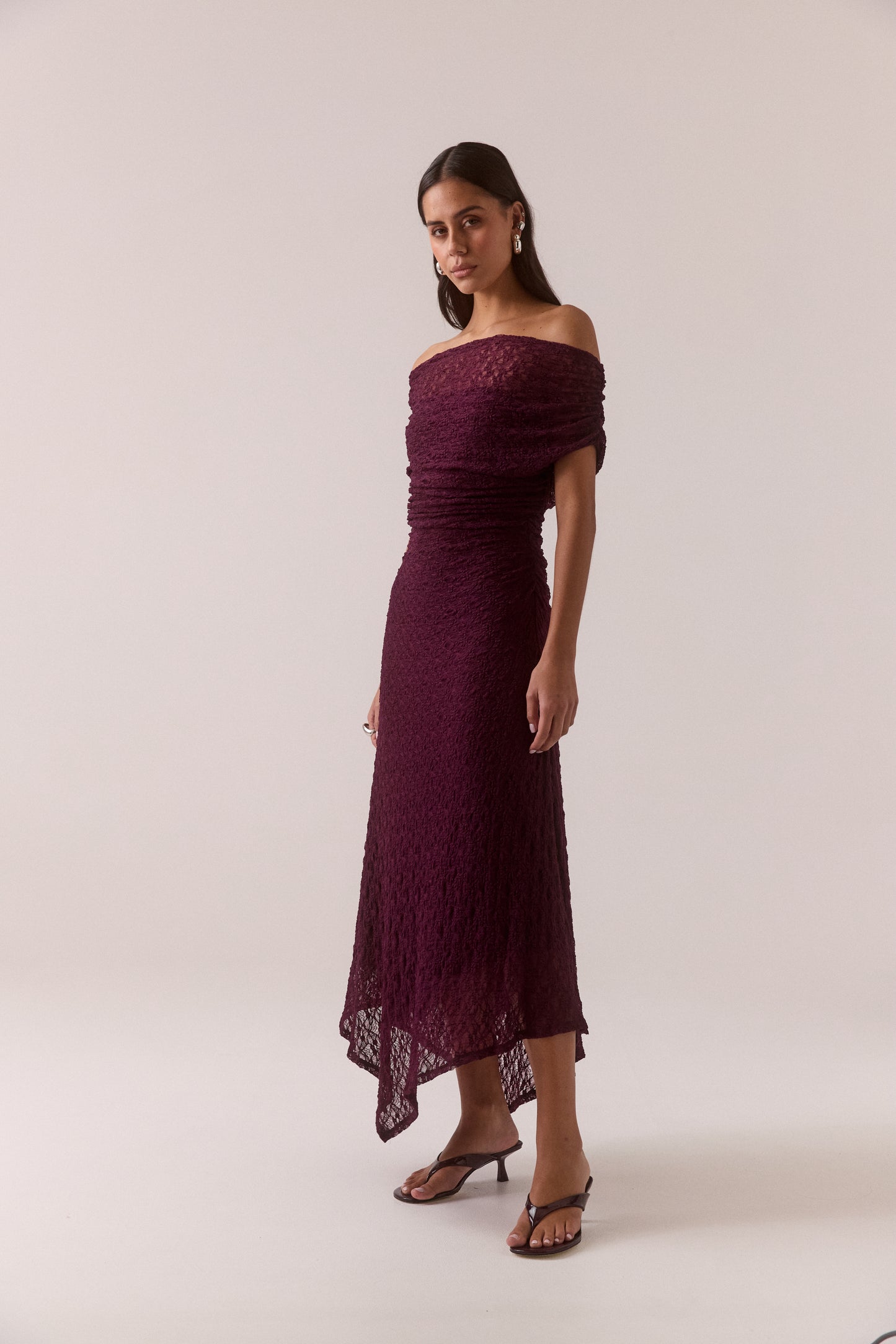 Pre Order FEB - Aalia Lace Dress - Plum