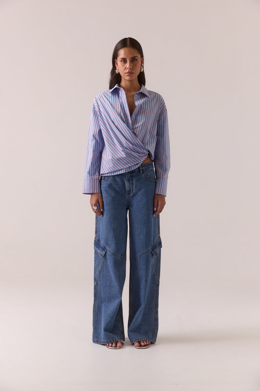 Pre Order MARCH - Taven Shirt - Cornflower Stripe
