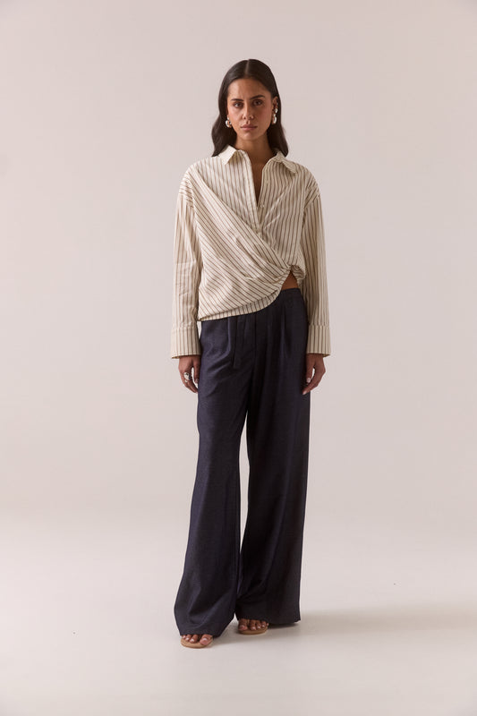Pre Order MARCH - Taven Shirt - Latte Stripe