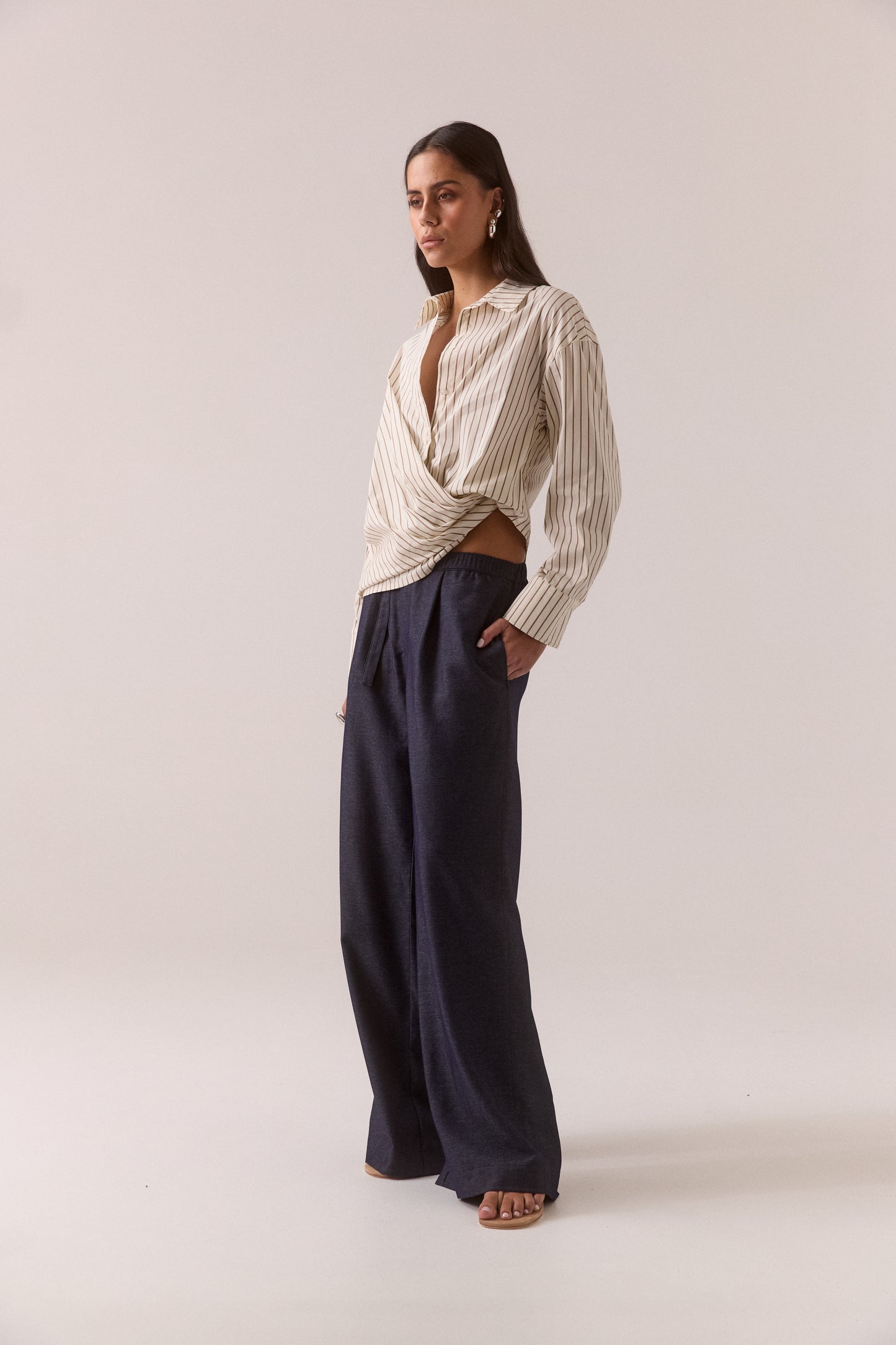 Pre Order MARCH - Taven Shirt - Latte Stripe