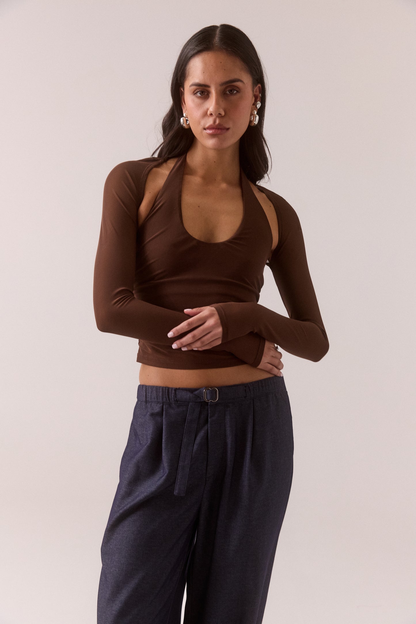 Pre Order MARCH - Myriad Bolero Halter Top - Brownie
