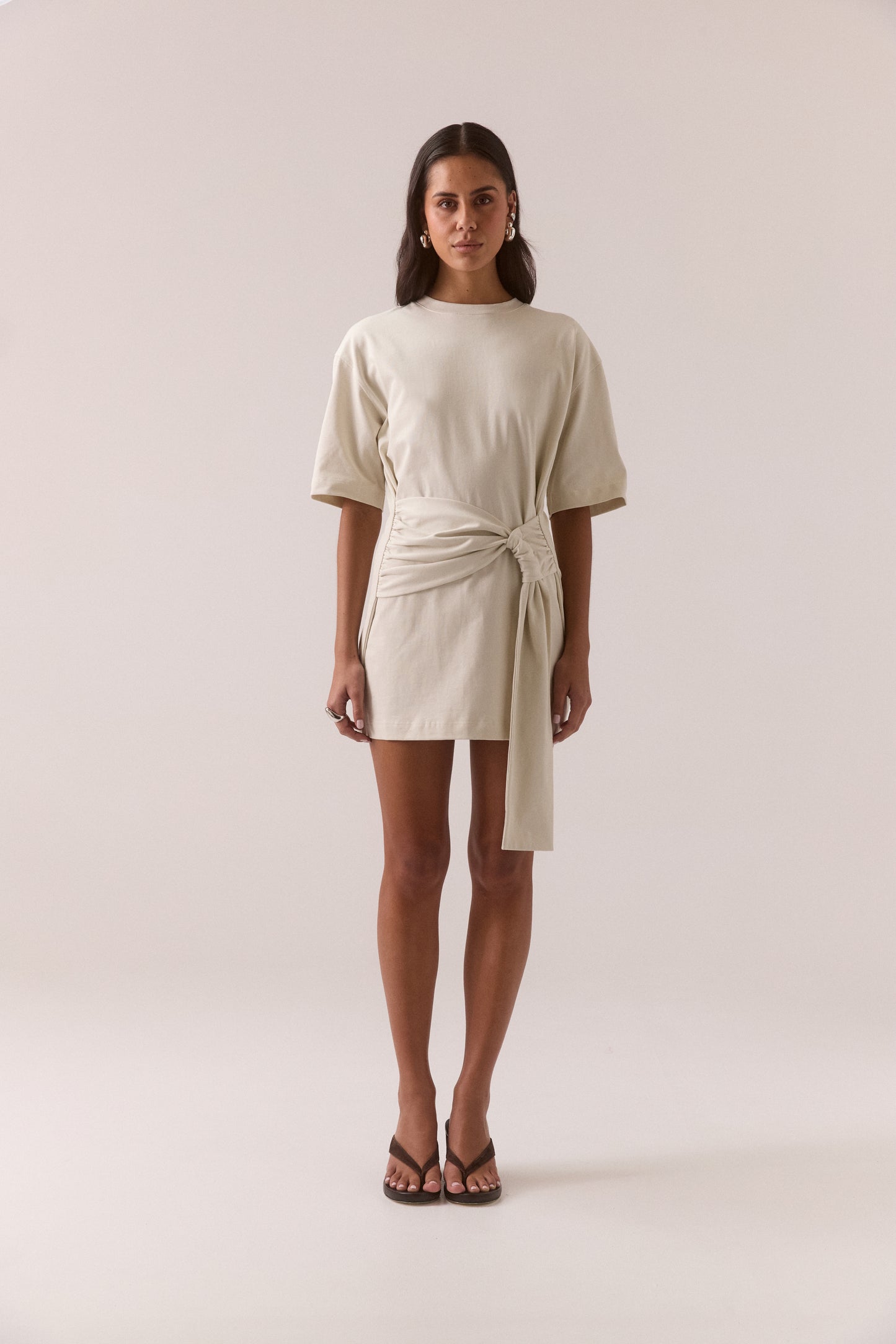 Pre Order FEB - Delani Tee Dress - Creme