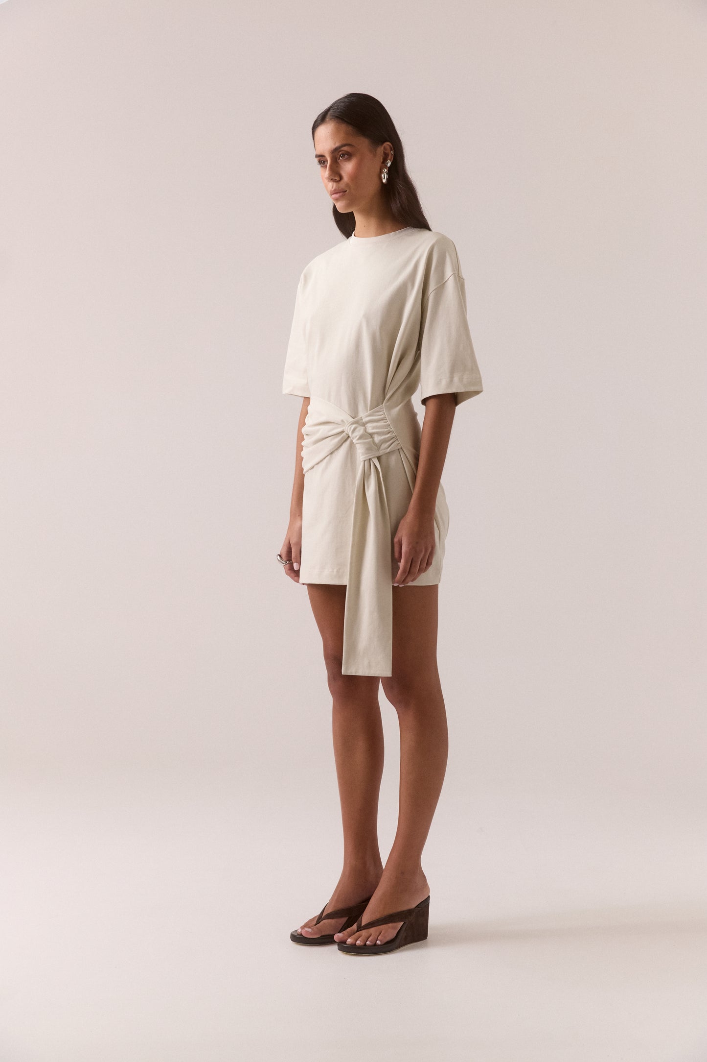 Pre Order FEB - Delani Tee Dress - Creme