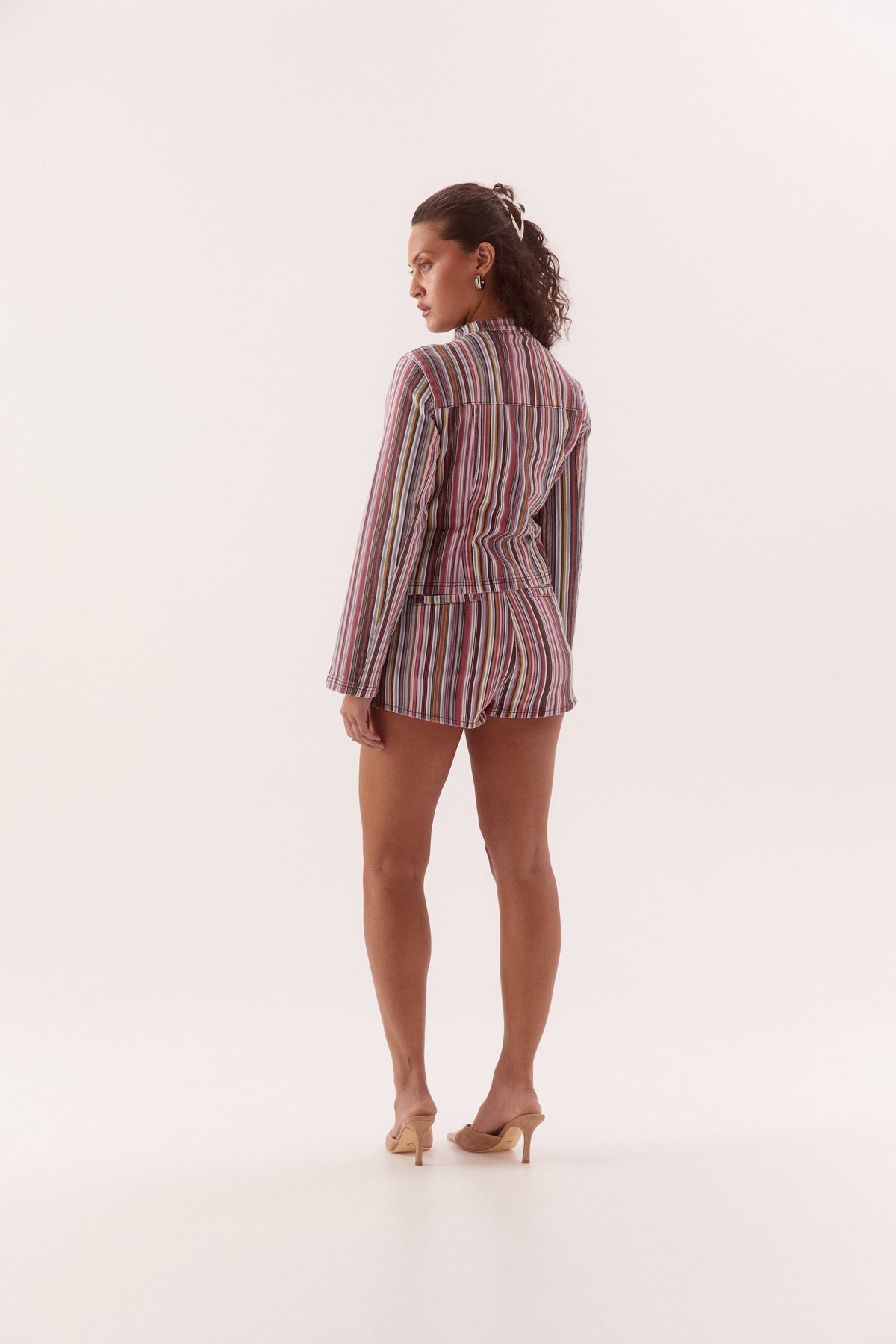 Pre Order FEBURARY - Suki Denim Jacket - Blackcurrant Stripe