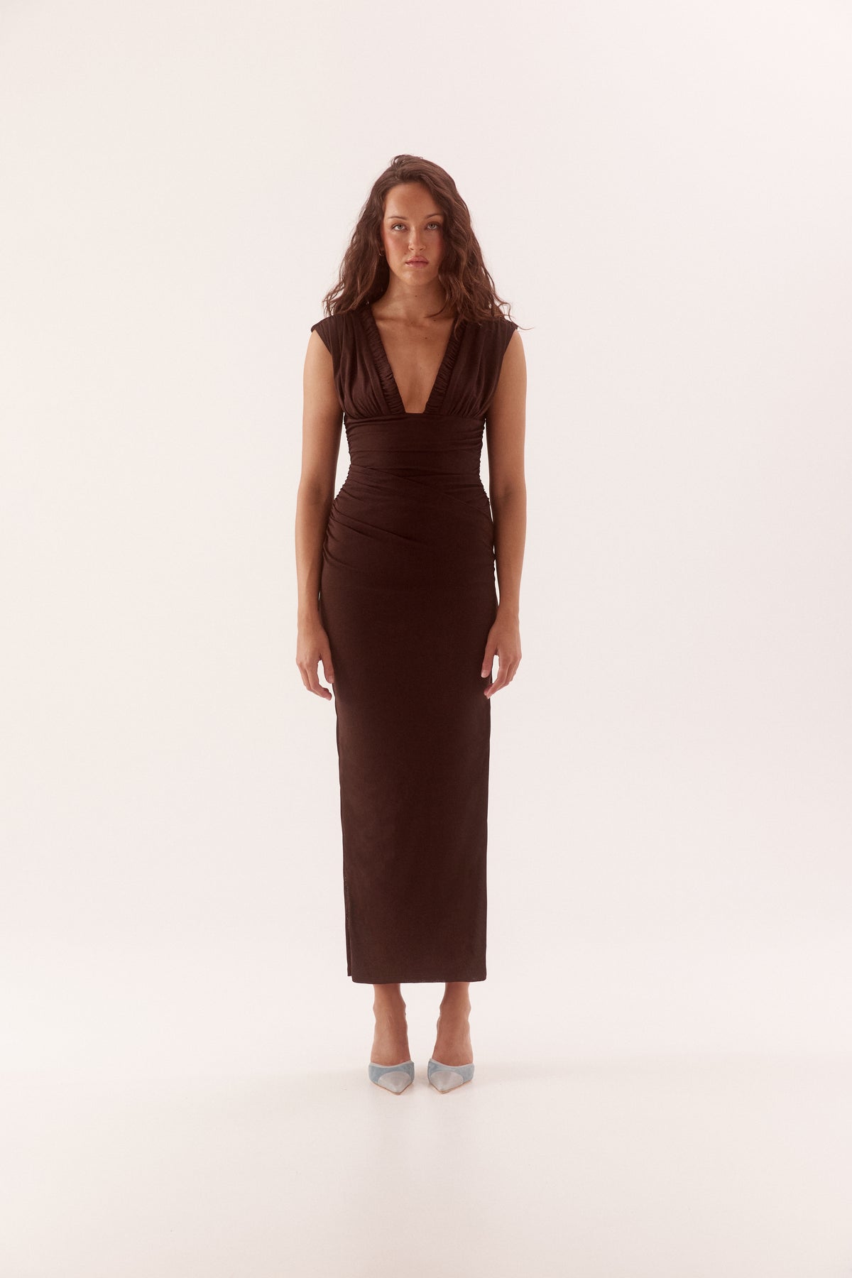 Pre Order MARCH - Alora Drape Dress - Chocolate