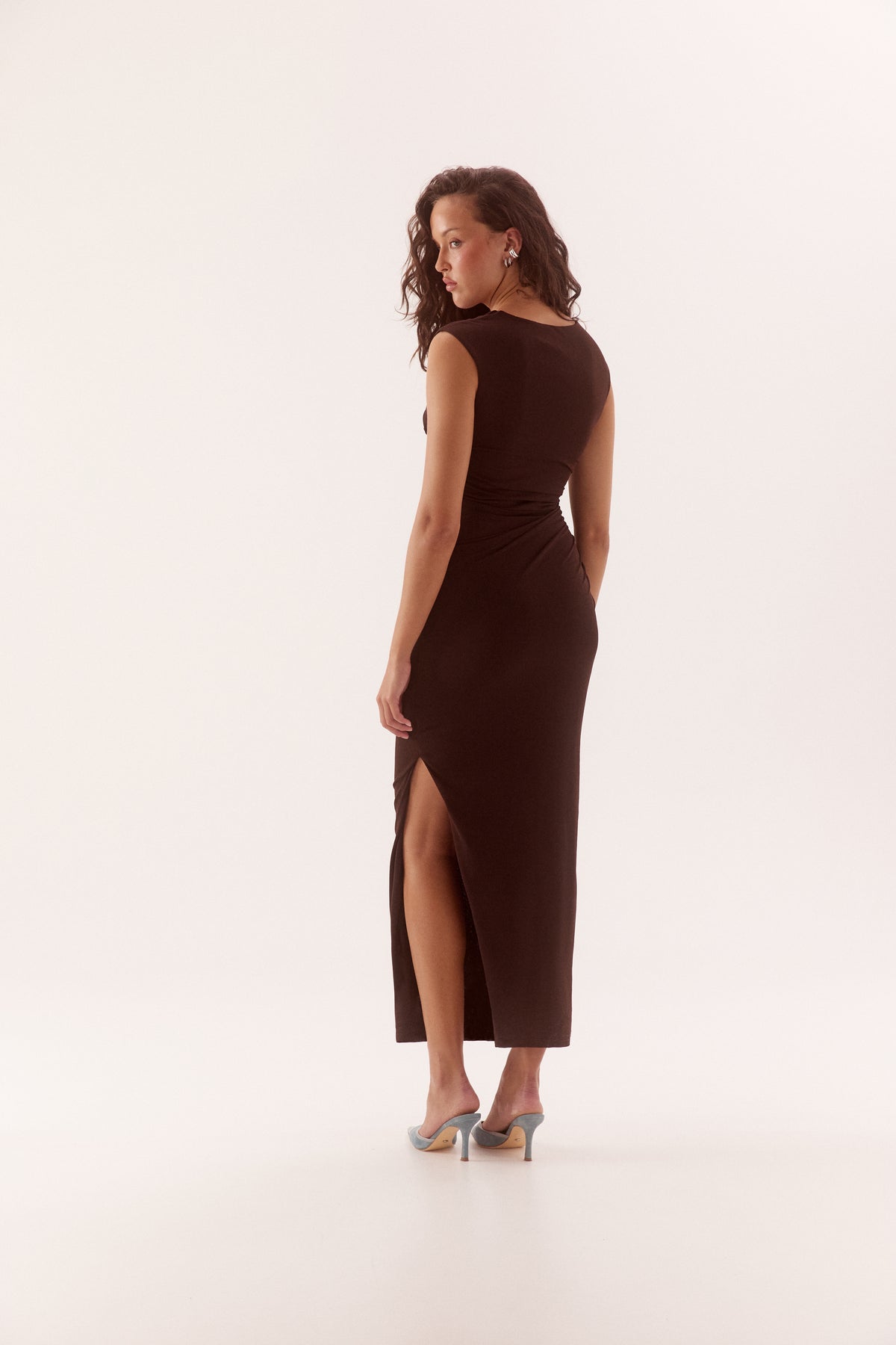 Pre Order MARCH - Alora Drape Dress - Chocolate