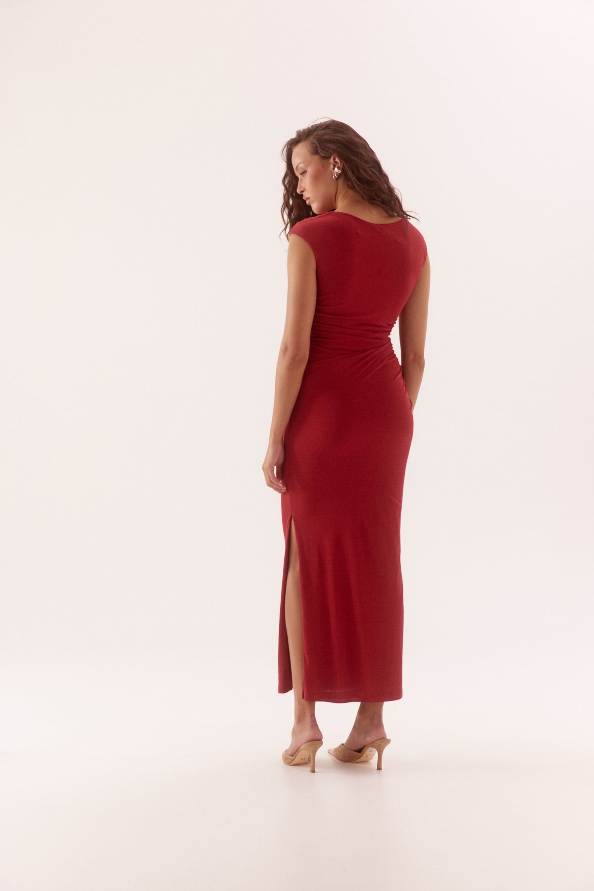 Pre Order MARCH - Alora Drape Dress - Russet