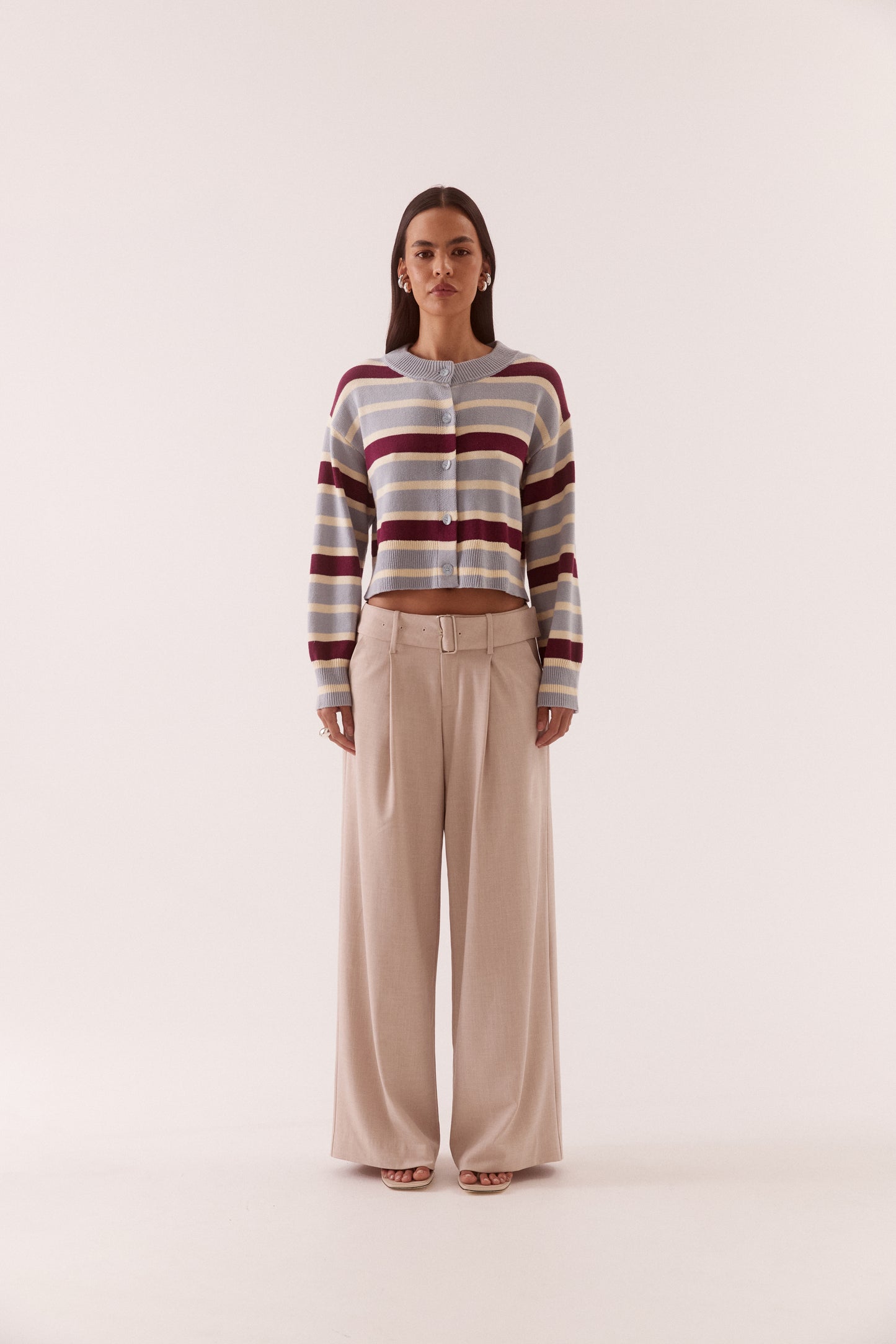 Pre Order APRIL - Arlo Stripe Cardigan - Blue/Plum