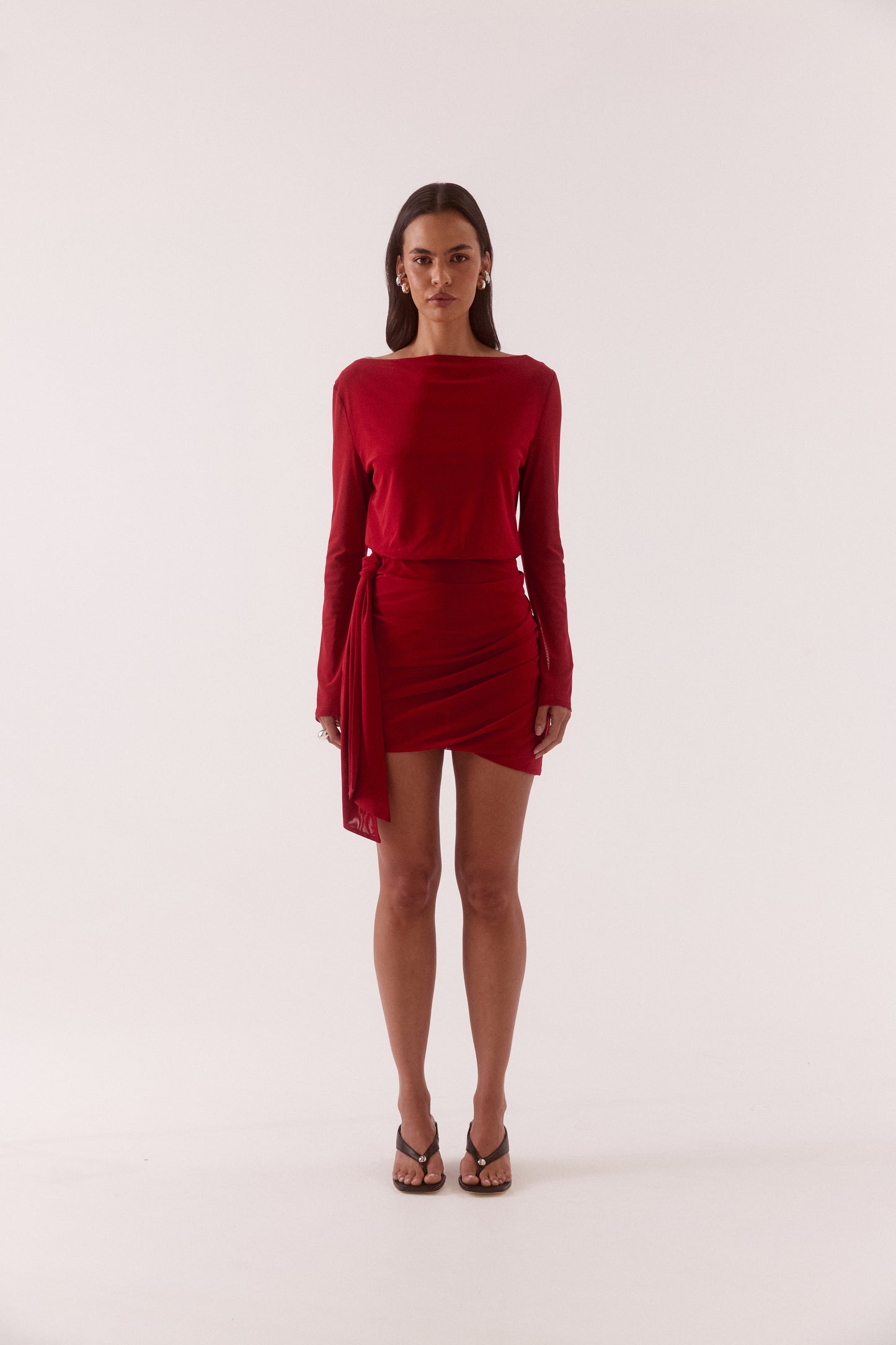 Pre Order JUNE - Myriad Drape Mini Dress - Cherry