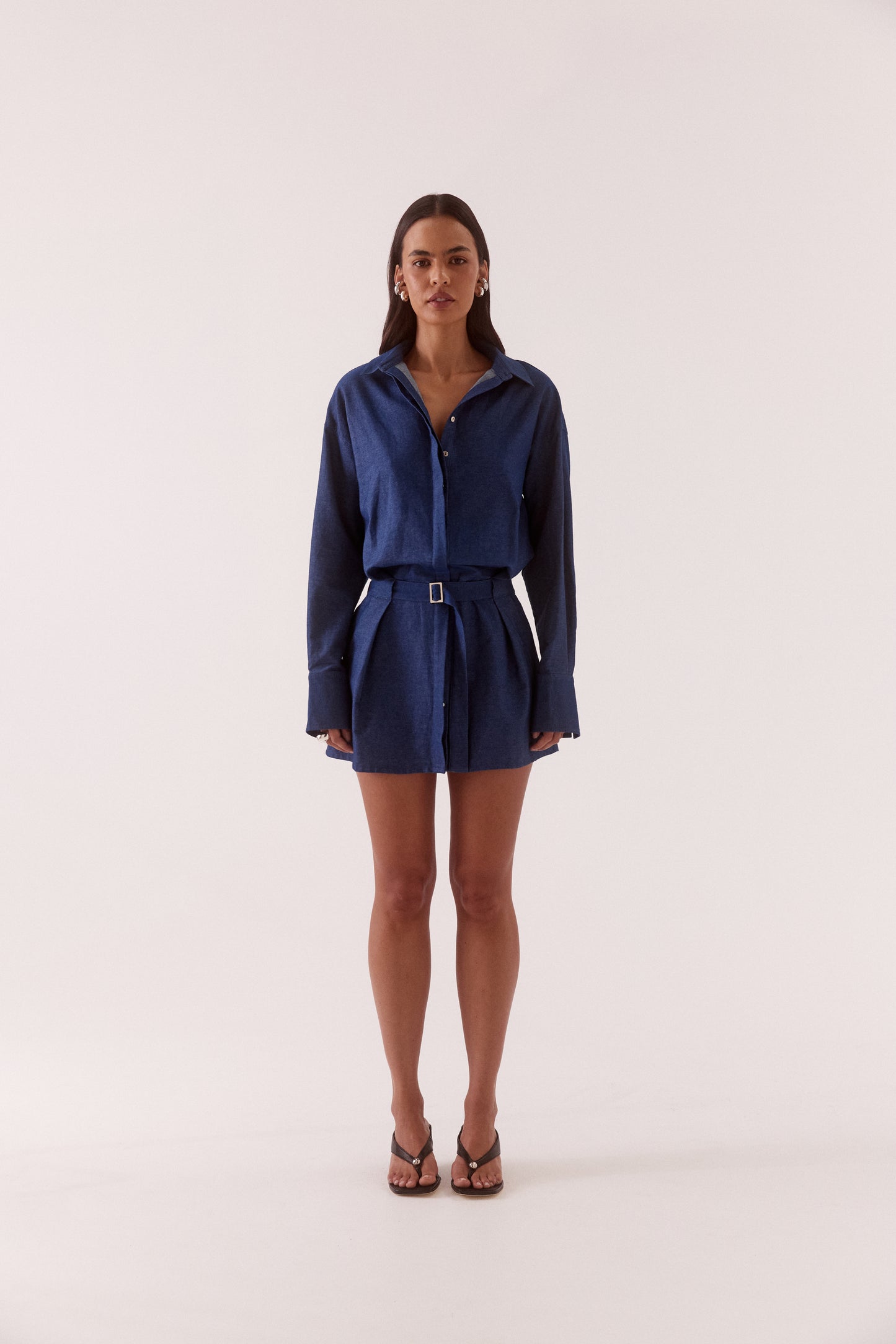 Pre Order JUNE - Quinn Shirt Dress - Mid Wash Blue