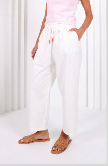 Pre Order JUNE - Charlie Barrel Pants - White