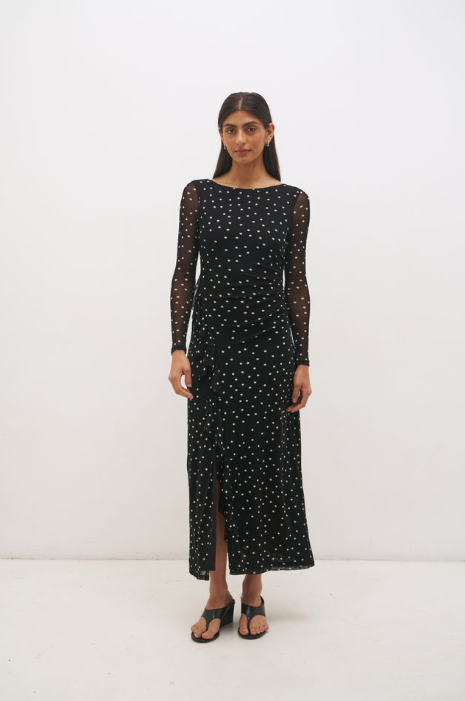 Pre Order JUNE - Vesper Spot Long Sleeve Dress