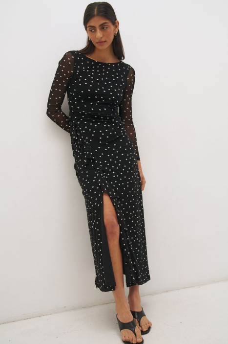 Pre Order JUNE - Vesper Spot Long Sleeve Dress