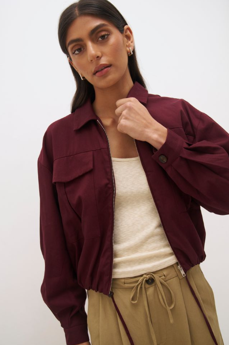 Pre Order APRIL - Alba Bomber Jacket Plum