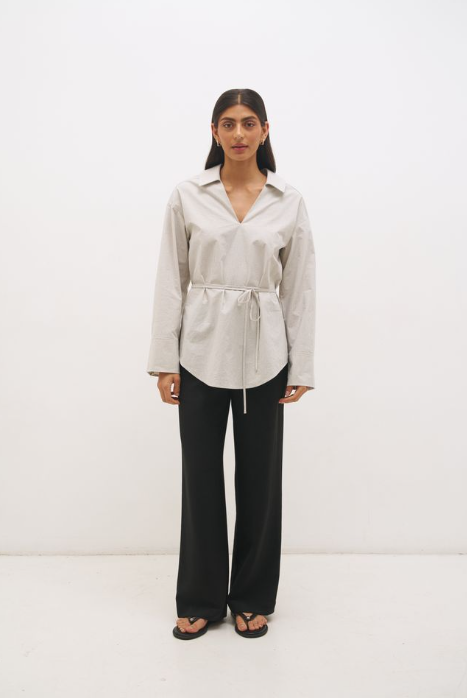 Pre Order JUNE - Malene Stripe Shirt Navy & Cream