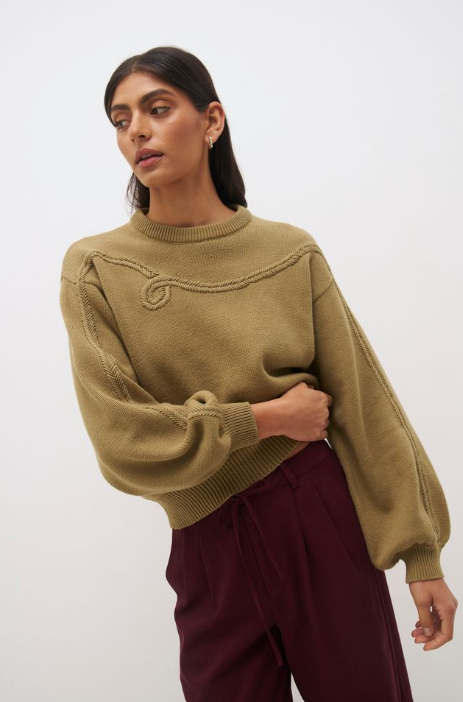 Pre Order APRIL - Rowie Knit Jumper Soft Khaki