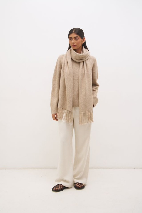 Pre Order MAY - Scarf Knit Jumper Natural