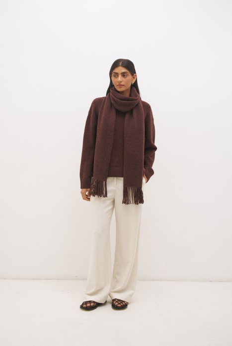 Pre Order MAY - Scarf Knit Jumper Cacao