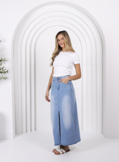 Pre Order OCT - Lesley Denim Skirt - Blue