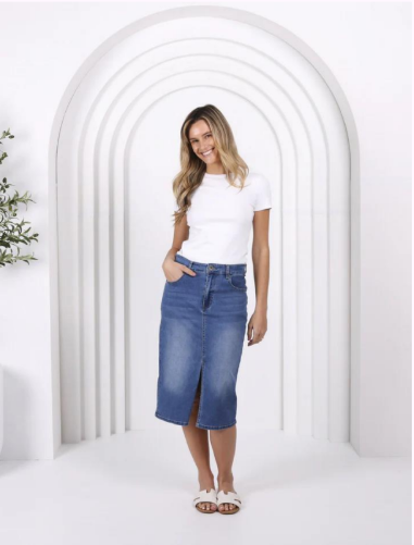 Pre order OCT - Monaco Denim Skirt - Light Blue